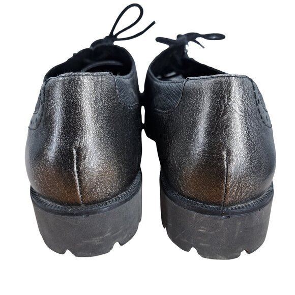 Remonte Wingtip Lace Up Oxford Shoes Size 38 US 7 Black Silver Metallic - Picture 5 of 11